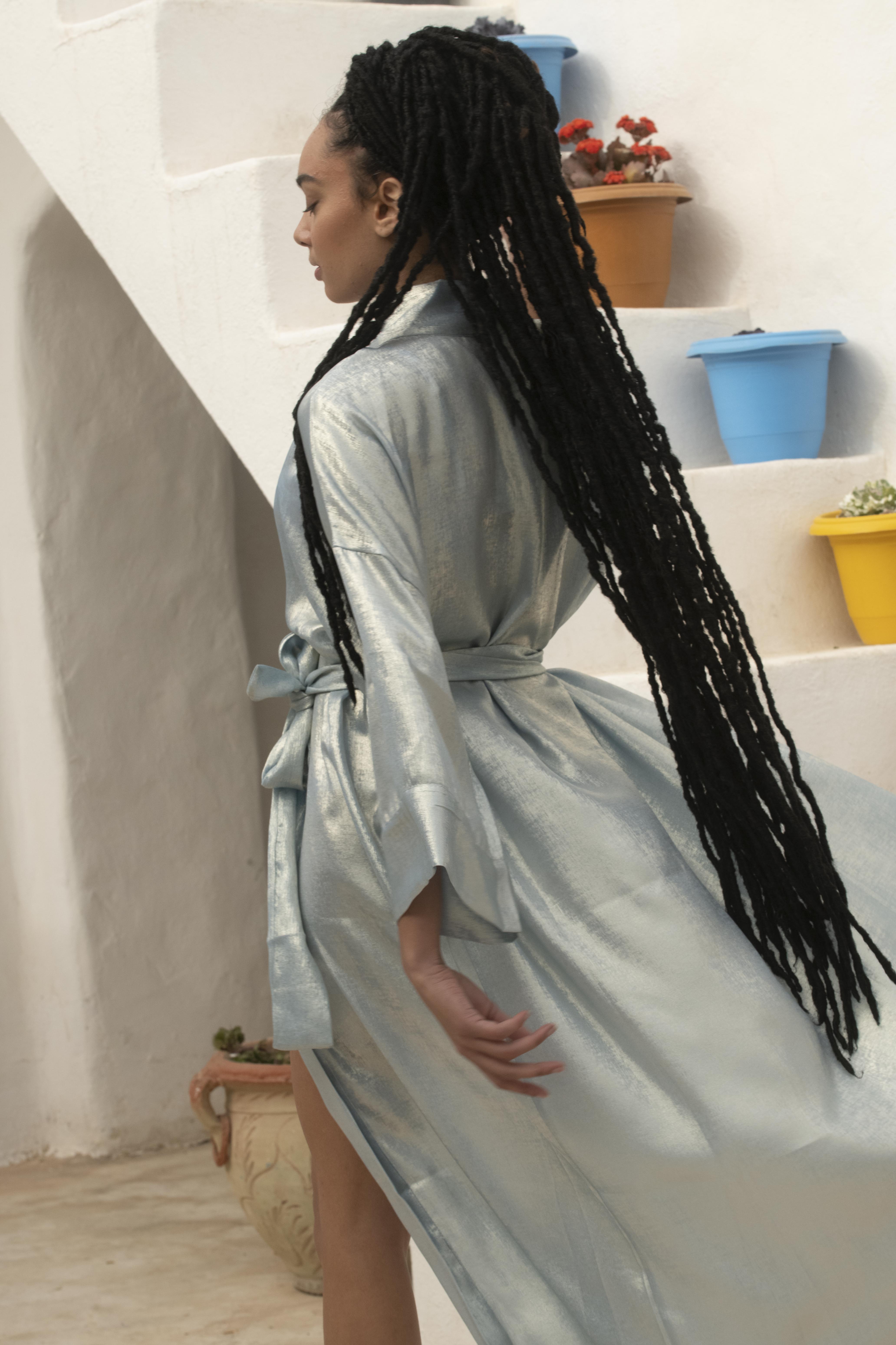 Elsa - Kimono Long Bleu Ciel 6