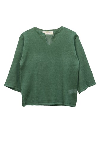 Pull Basilic 100% lin made in France - vert jungle