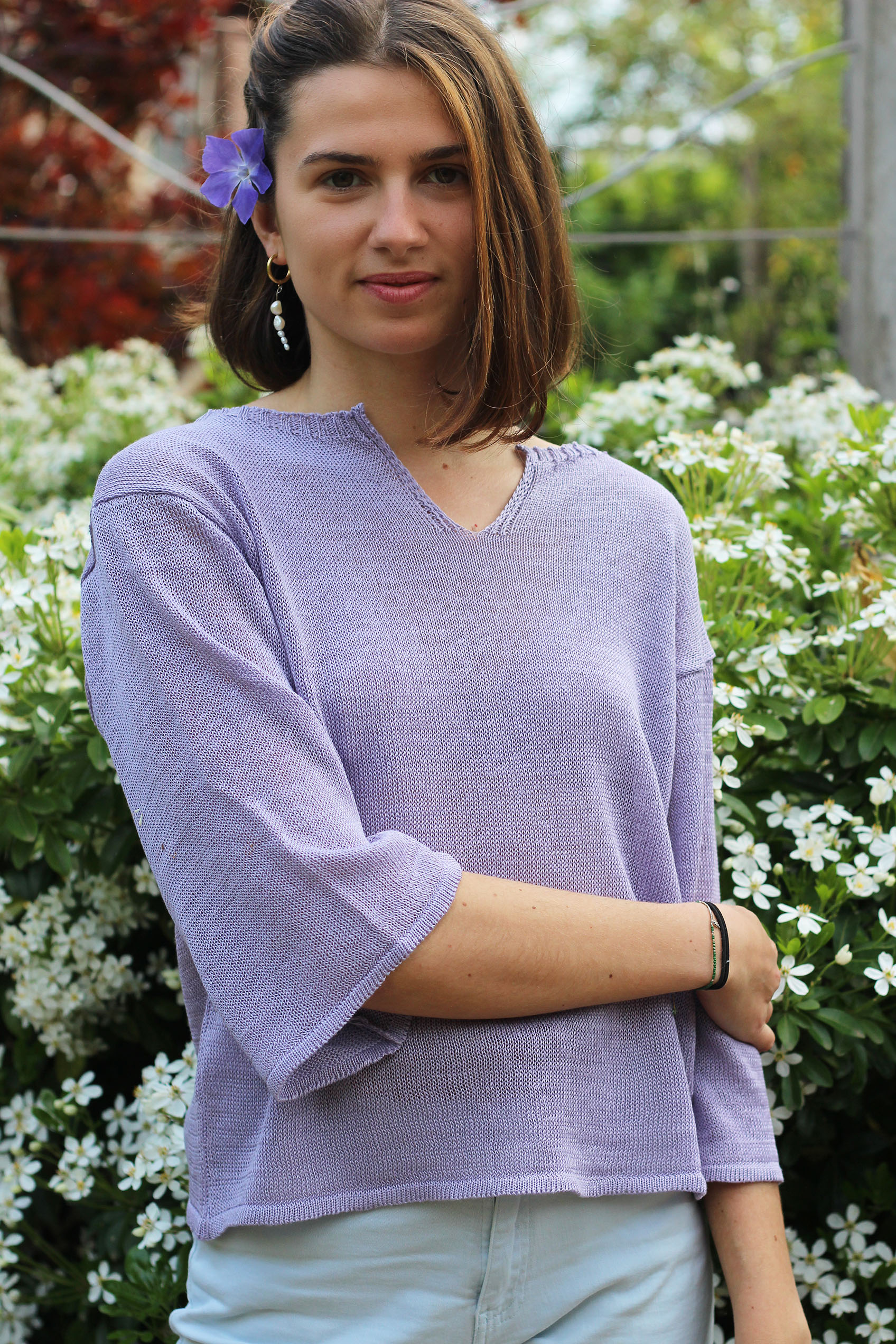 Pull Basilic 100% lin made in France - vert jungle 2