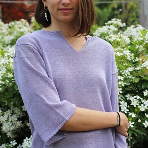 Pull Basilic 100% lin made in France - violine -