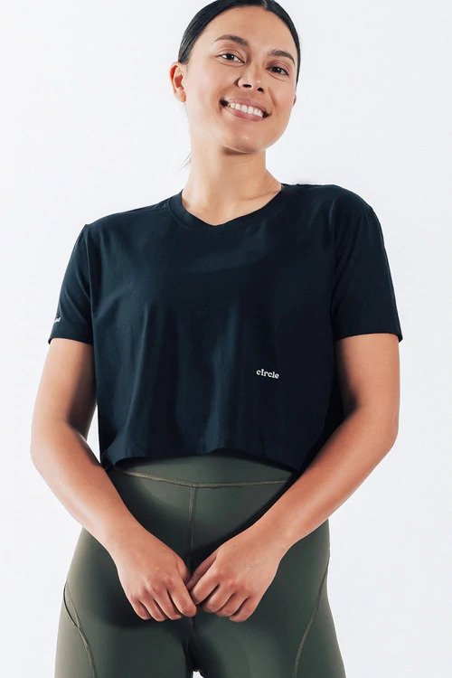 crop-top noir en lyocell révélation circle