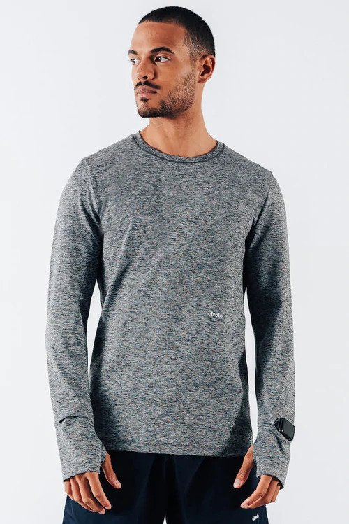 haut à manches longues noir en polyester recyclé motivation circle