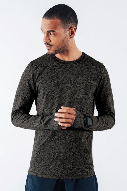 Haut à manches longues noir en polyester recyclé - Motivation 5