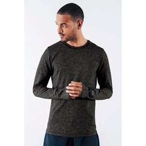 Haut à manches longues noir en polyester recyclé - Motivation