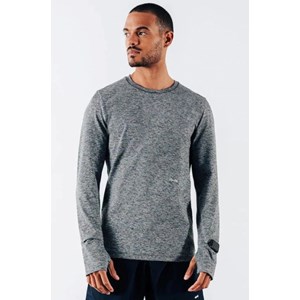 Haut à manches longues gris en polyester recyclé - Motivation