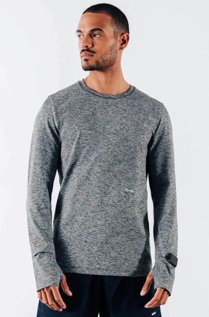 haut à manches longues gris en polyester recyclé motivation circle