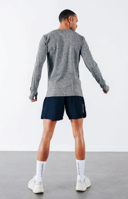 haut à manches longues gris en polyester recyclé motivation circle