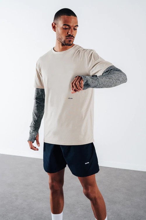 haut à manches longues gris en polyester recyclé motivation circle