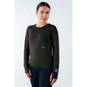 Haut à manches longues noir en polyester recyclé - Motivation