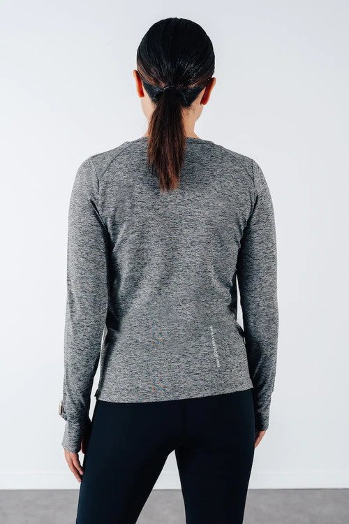 Haut à manches longues gris en polyester recyclé - Motivation 5