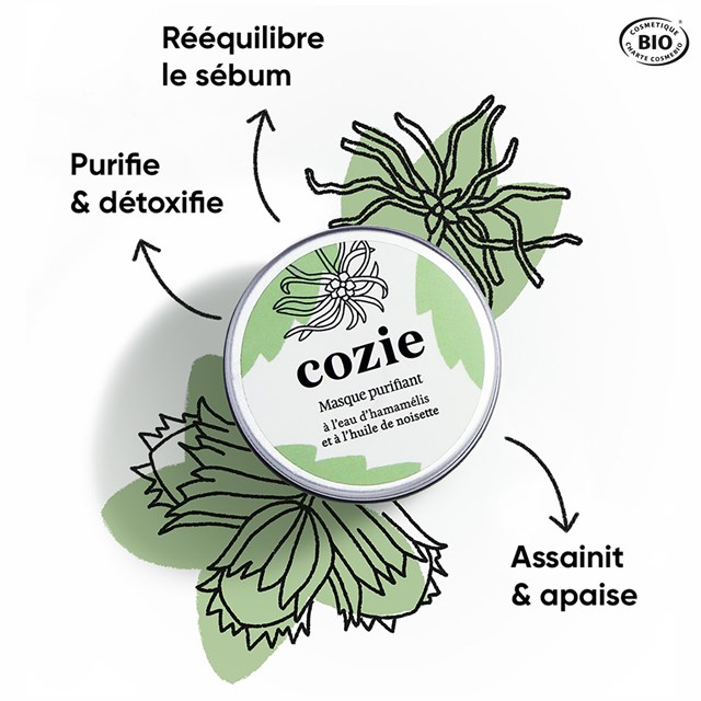 Masque visage purifiant à l'eau d'hamamélis et à l'huile de noisette 3