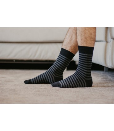 Chaussettes unisexe rayures grises et noires coton bio 3