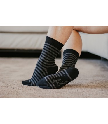 Chaussettes unisexe rayures grises et noires coton bio 6