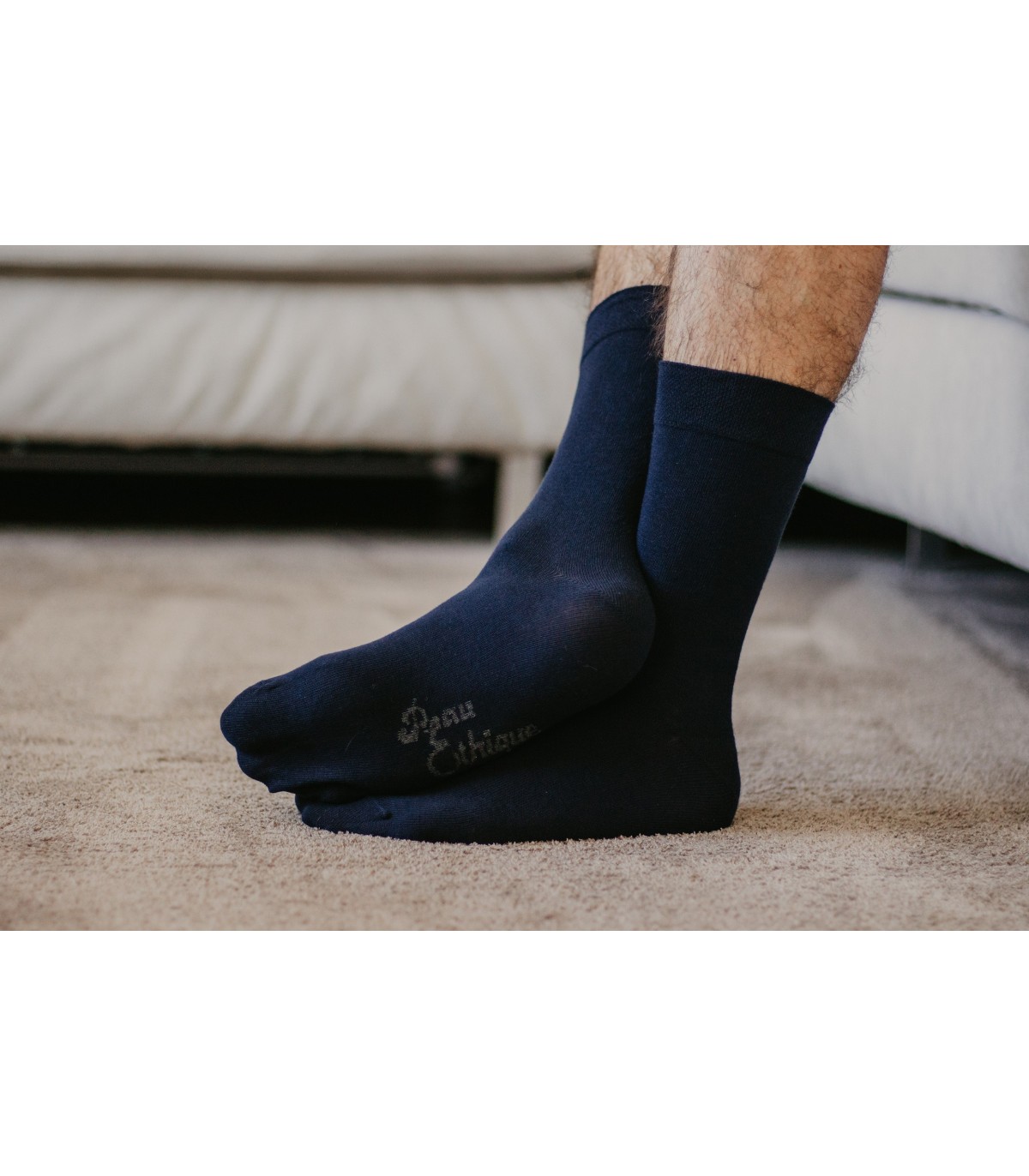 Chaussettes unisexe bleues marine coton bio 5