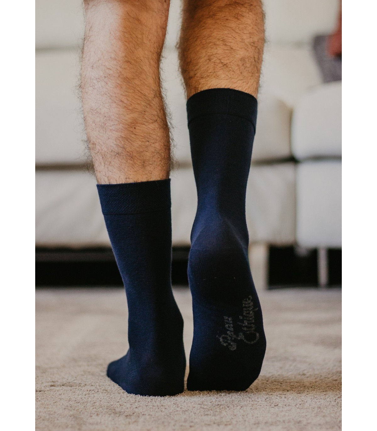 Chaussettes unisexe bleues marine coton bio 2