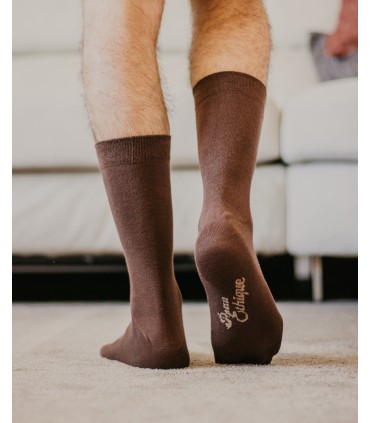 Chaussettes unisexe marrons en coton bio 2