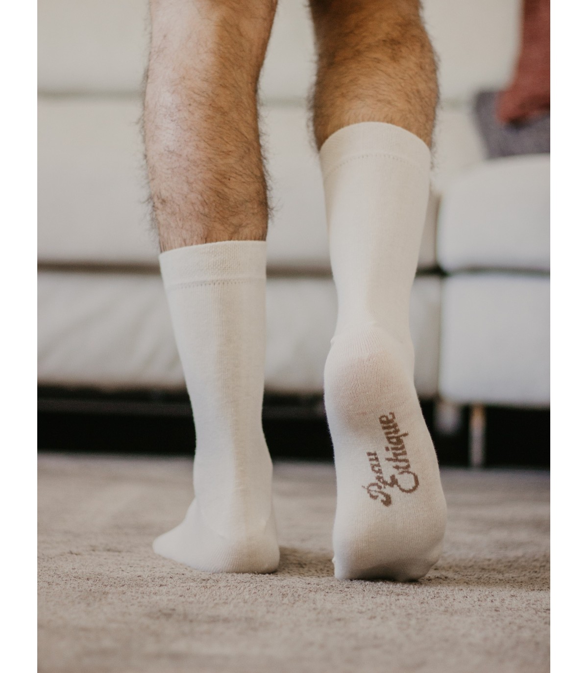 Chaussettes unisexe écrues en coton bio 2