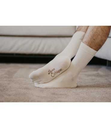 Chaussettes unisexe écrues en coton bio 6