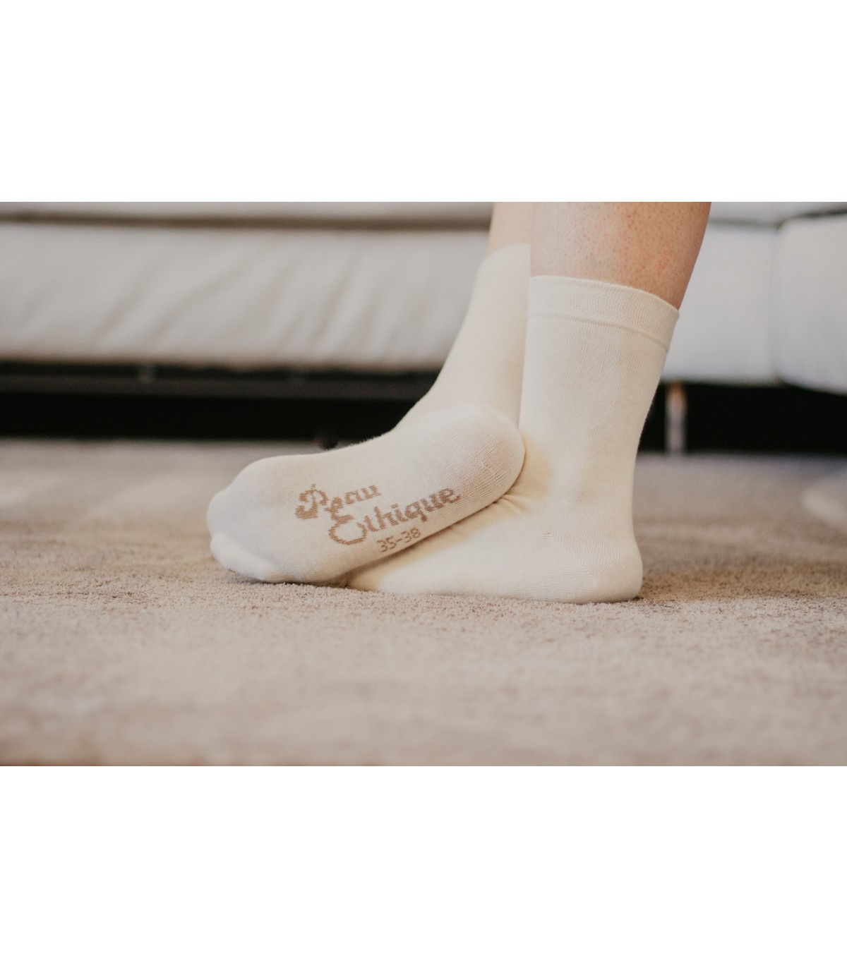 Chaussettes unisexe écrues en coton bio 3