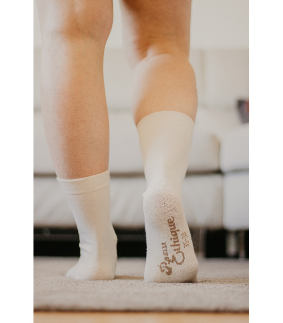 Chaussettes unisexe écrues en coton bio 5