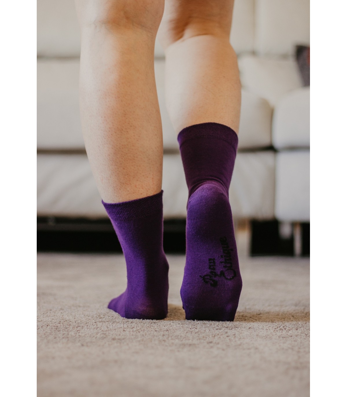 Chaussettes unisexe violettes en coton bio 2
