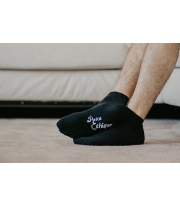 Socquettes unisexe noires en coton bio 2
