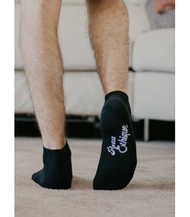 Socquettes unisexe noires en coton bio 4