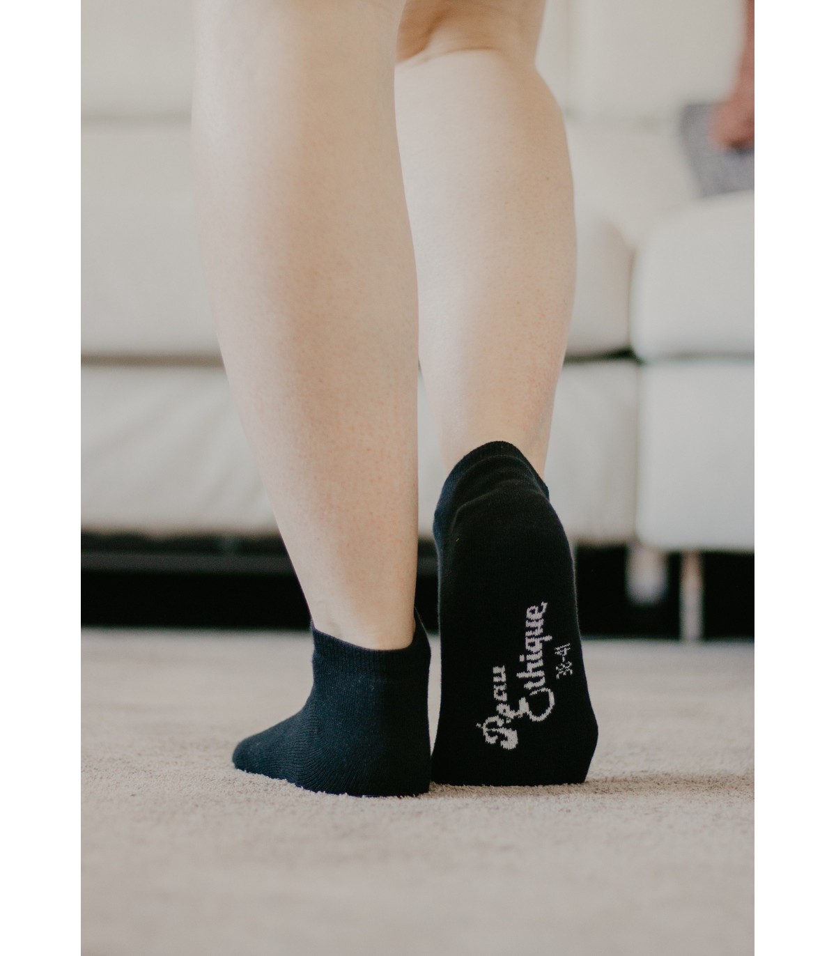 Socquettes unisexe noires en coton bio 5