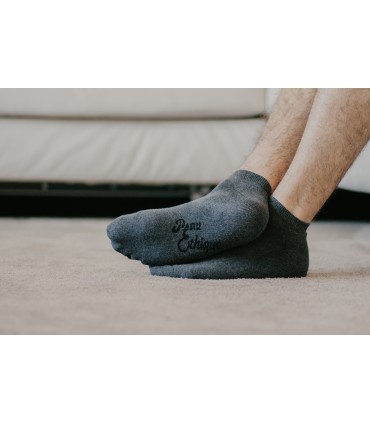 Socquettes unisexe grises en coton bio 3