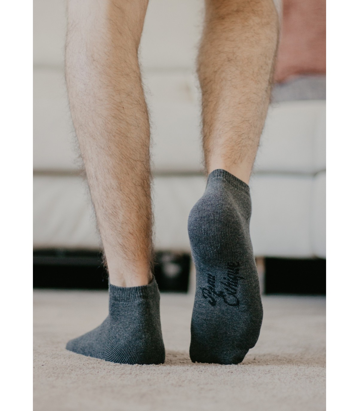 Socquettes unisexe grises en coton bio 6