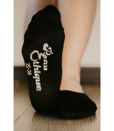 Socquettes noires protège pieds coton bio 3