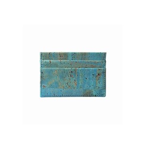 Porte-cartes en liège vert de bleu, vegan et éco-friendly