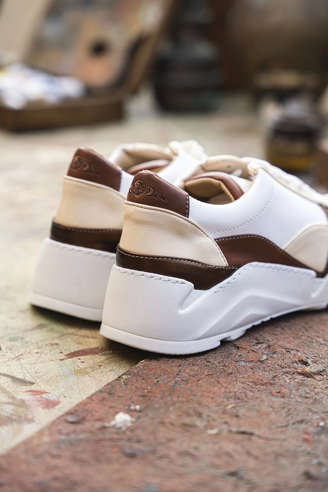 baskets femme  Zigzag blanc cappuccino 100% recyclées, végétales et naturelles