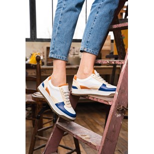 Baskets Aveiro vegan - Bleu et beige
