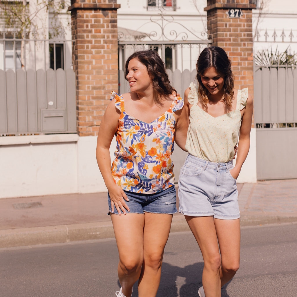 Nêge Paris - Débardeur jour nuit bleu orange en 100% tencel lyocell certifié oeko-tex