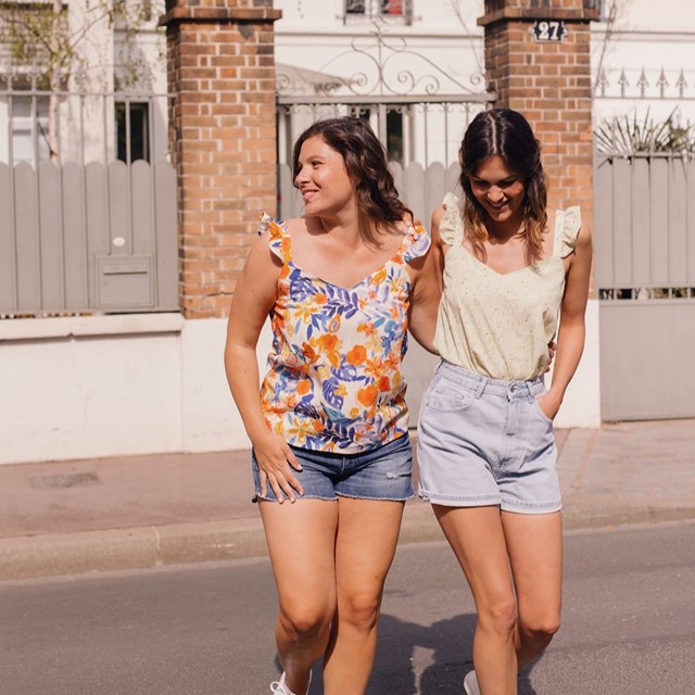Nêge Paris - Débardeur jour nuit bleu orange en 100% tencel lyocell certifié oeko-tex