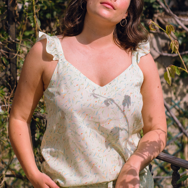 Nêge Paris - Débardeur jour nuit vert d'eau en 100% tencel lyocell certifié oeko-tex