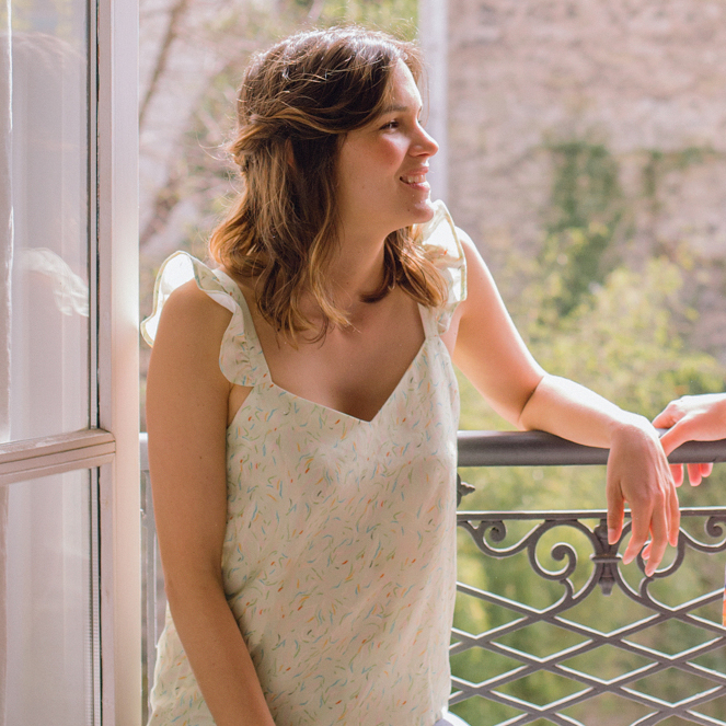 Nêge Paris - Débardeur jour nuit vert d'eau en 100% tencel lyocell certifié oeko-tex