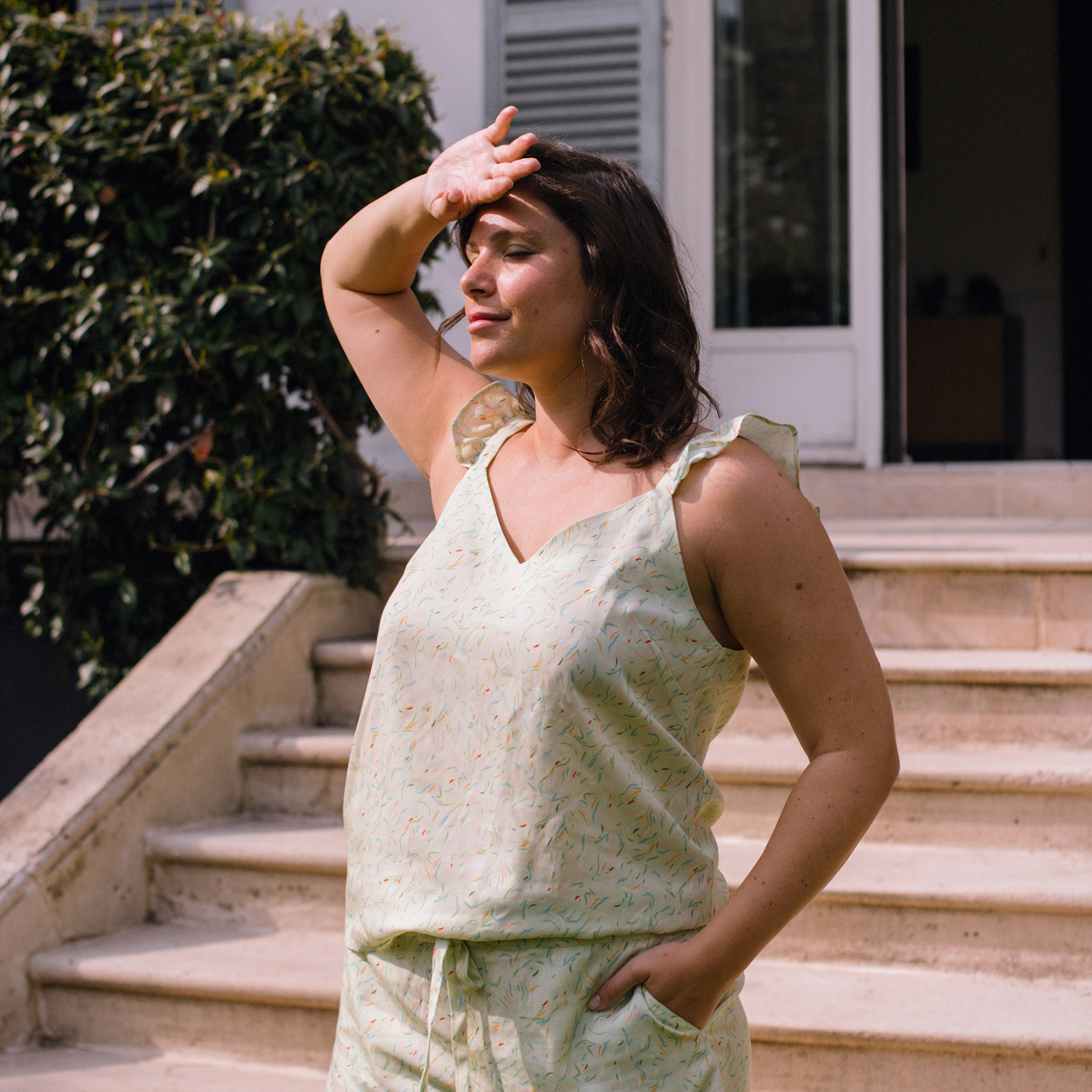 Nêge Paris - Débardeur jour nuit vert d'eau en 100% tencel lyocell certifié oeko-tex