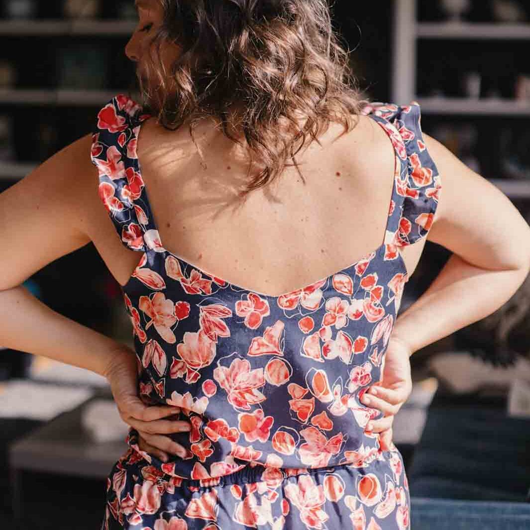 Nêge Paris - Débardeur jour nuit bleu rouge rose en 100% tencel lyocell certifié oeko-tex