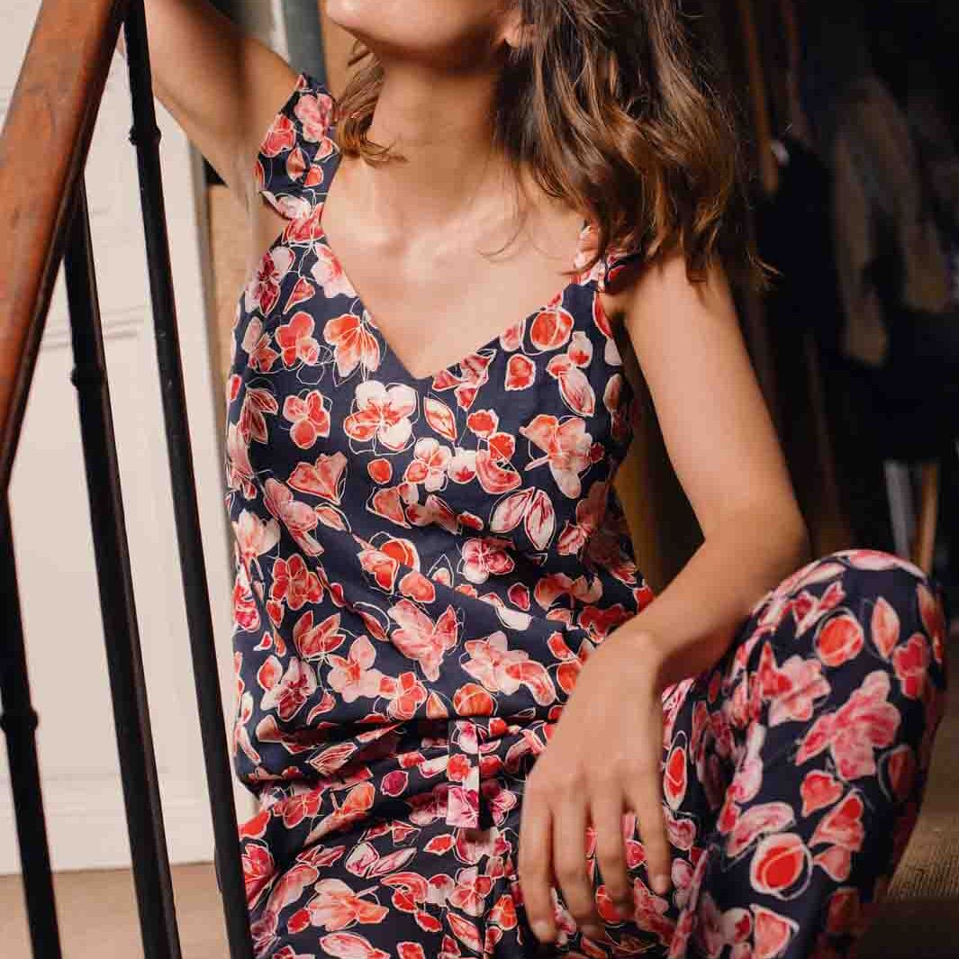 Nêge Paris - Débardeur jour nuit bleu rouge rose en 100% tencel lyocell certifié oeko-tex