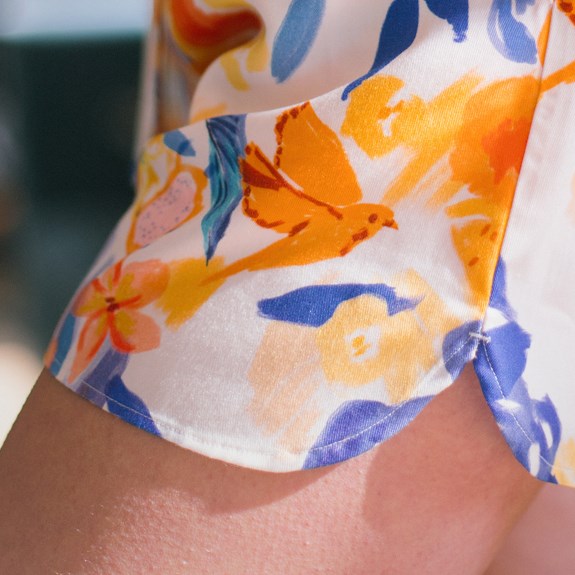 Nêge Paris - Short jour nuit bleu orange en 100% tencel lyocell certifié oeko-tex