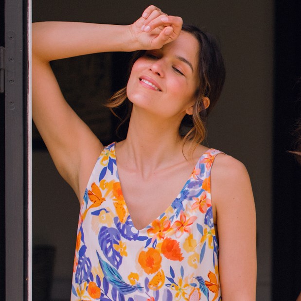 Nêge Paris - Robe jour nuit bleu orange en 100% tencel lyocell certifié oeko-tex