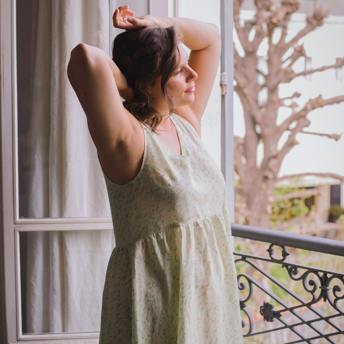 Nêge Paris - Robe jour nuit vert d'eau en 100% tencel lyocell certifié oeko-tex