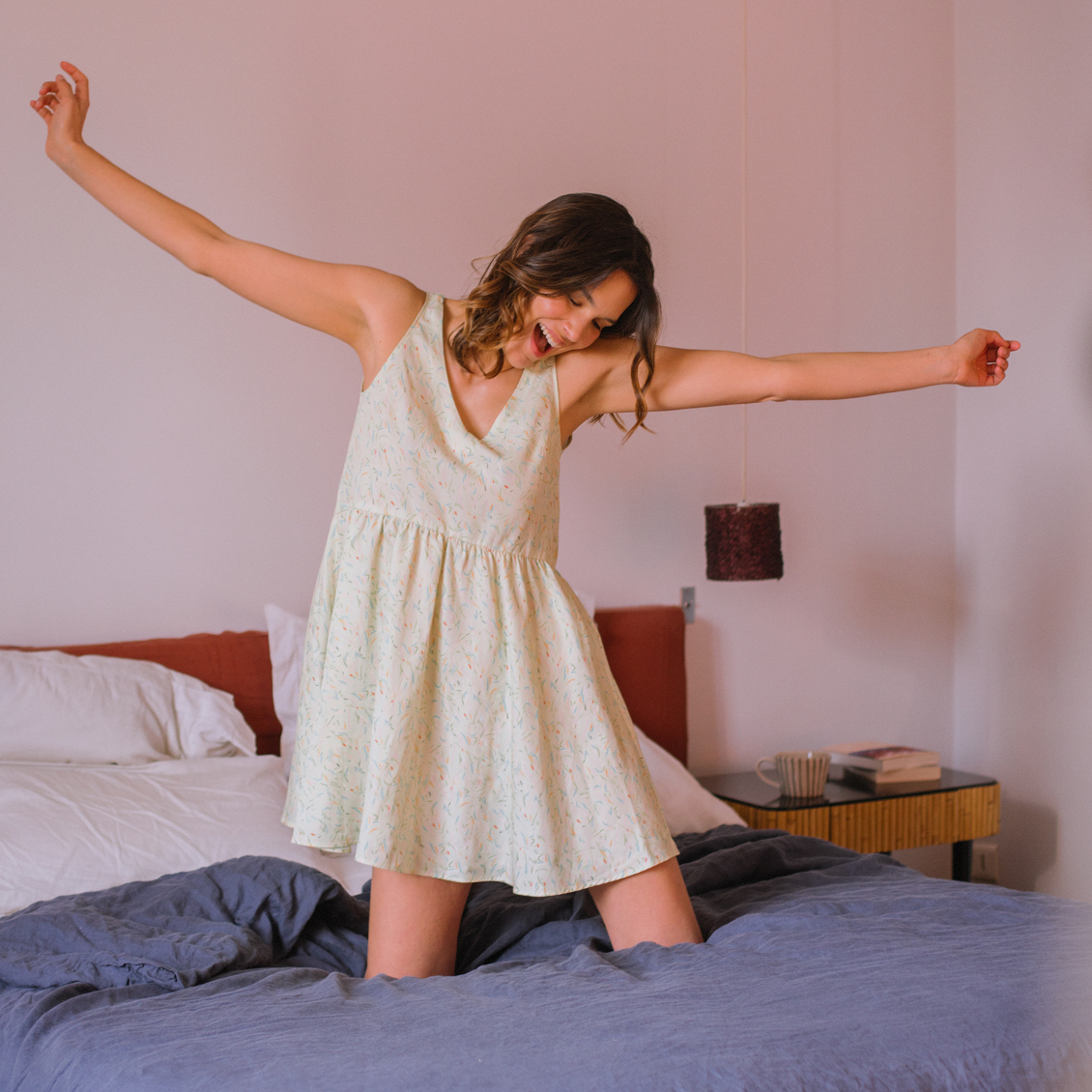 Nêge Paris - Robe jour nuit vert d'eau en 100% tencel lyocell certifié oeko-tex