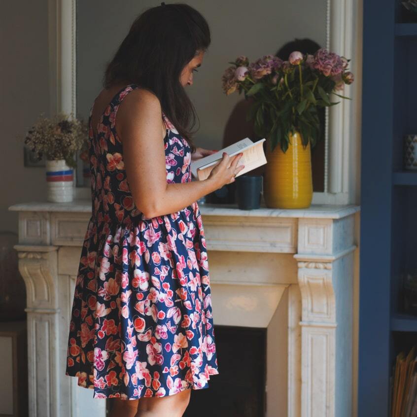 Nêge Paris - Robe jour nuit bleu rouge rose en 100% tencel lyocell certifié oeko-tex