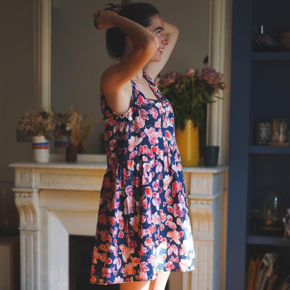 Nêge Paris - Robe jour nuit bleu rouge rose en 100% tencel lyocell certifié oeko-tex