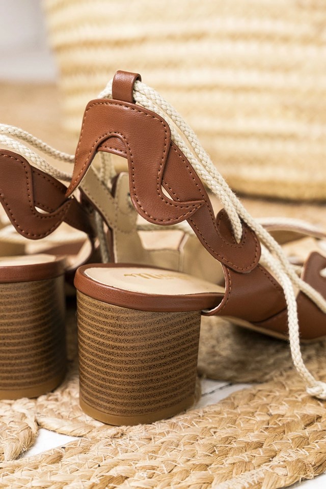 sandales à talons Calanque camel 100% recyclées, végétales et naturelles