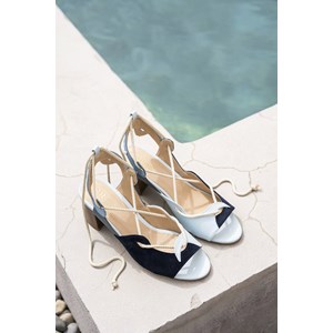 Sandales à talons Calanque vegan - Bleu et blanc