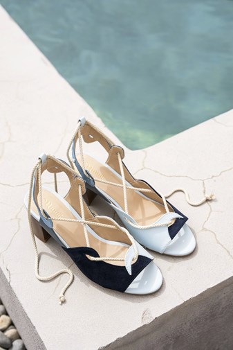 Sandales à talons Calanque vegan - Bleu et blanc